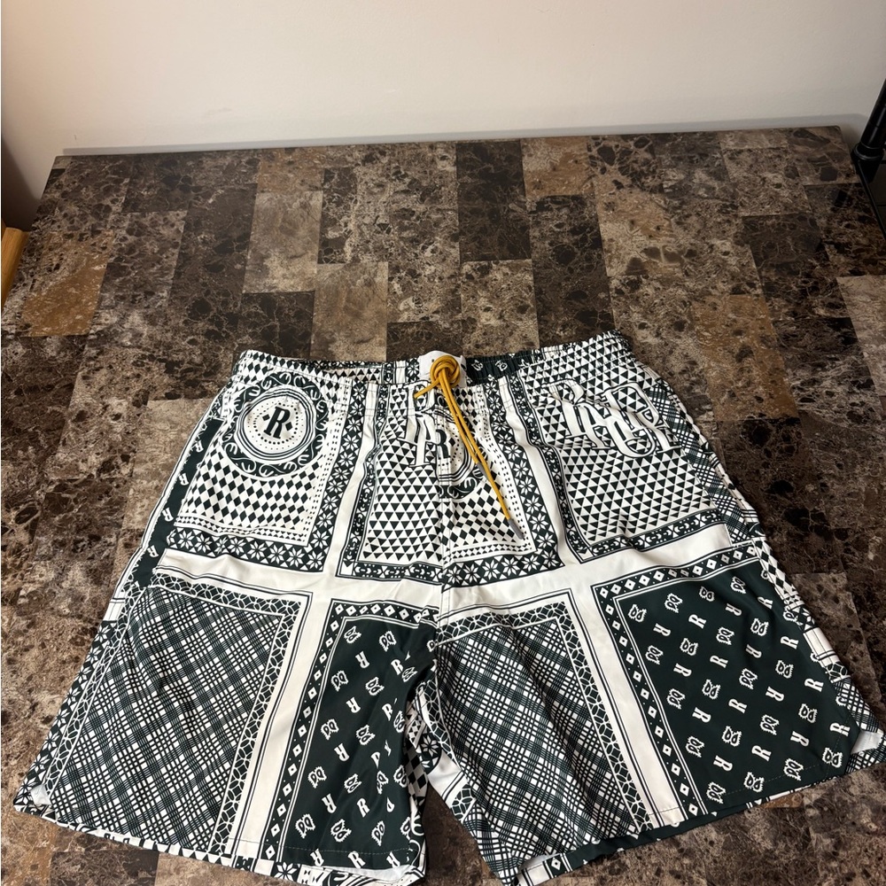 Rhude Bandana Shorts Swim Trunks Green White Brand New Small